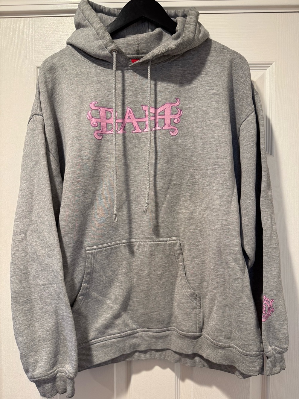 Element “BAM” Margera Gray Hoodie with Pink heartagram